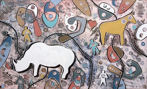 Rinoceronte bianco Pittura - Galleria d\'Arte Online Expositio con Artisti ed Opere Reali