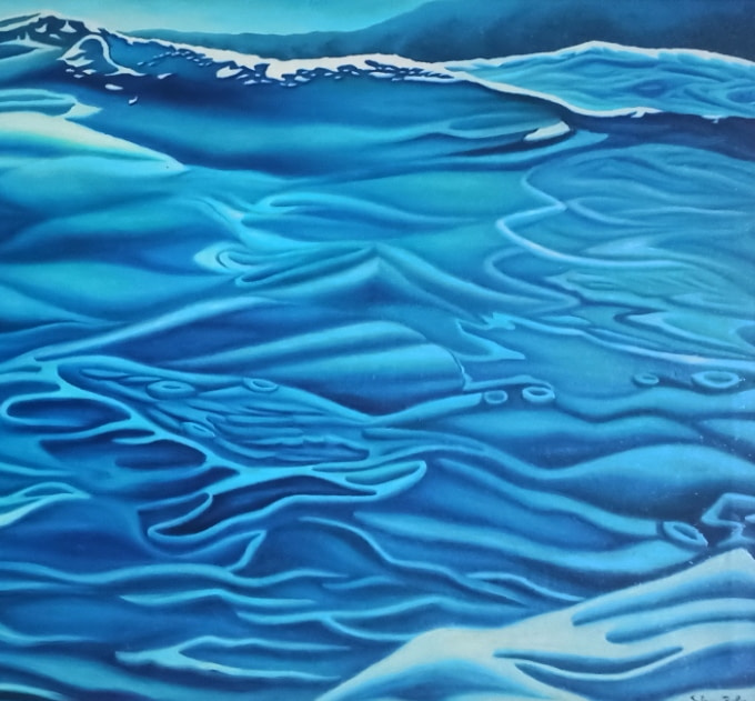 Onda gigante. Full immersion in the water. Pittura - Galleria d\'Arte Online Expositio con Artisti ed Opere Reali